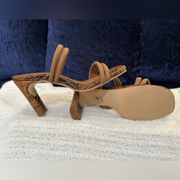 Kaanas Tan Snake Print Heeled Sandals - Picture 7 of 13